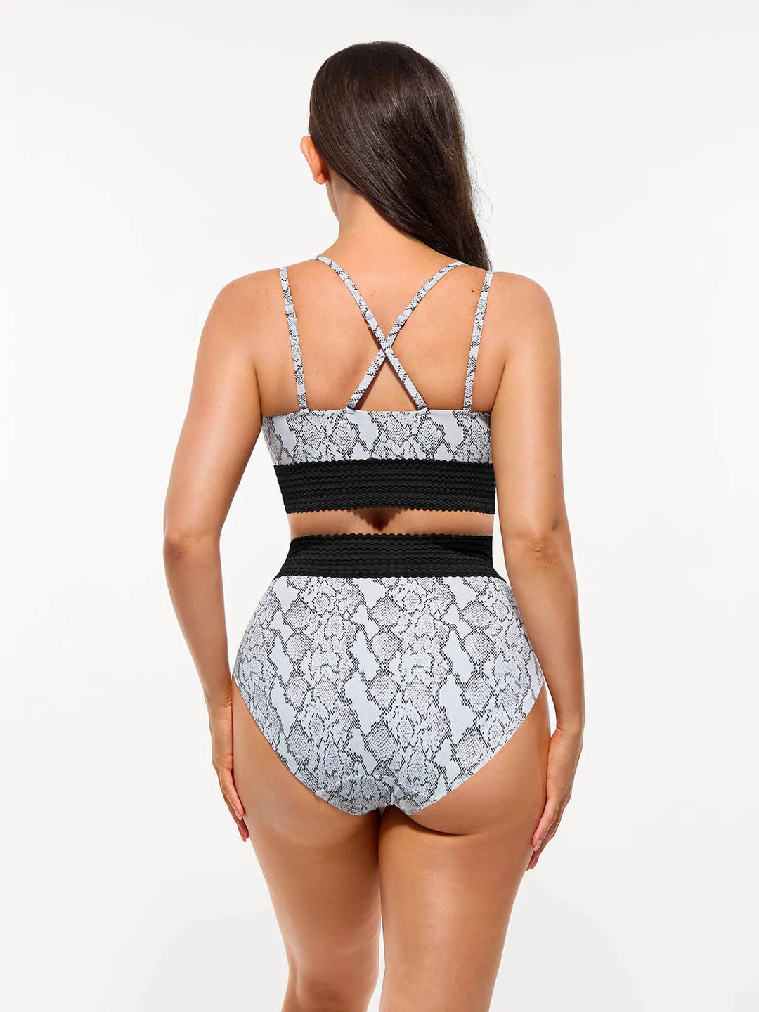 Popilush® Boho Trim High Waist Tummy Control Bikini Set