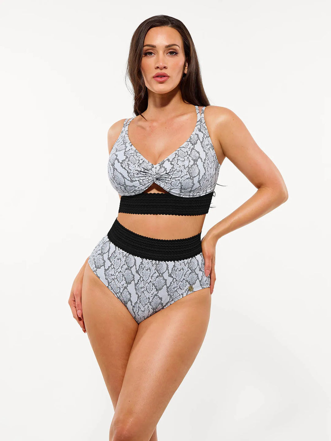 Popilush® Boho Trim High Waist Tummy Control Bikini Set