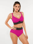 Popilush® Fuchsia / XS Boho Trim High Waist Tummy Control Bikini Set
