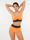 Popilush® Light Orange / XS Boho Trim High Waist Tummy Control Bikini Set