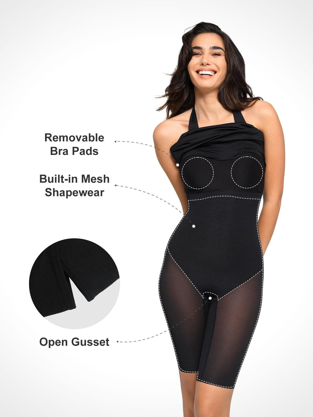 Backless Halter Shapewear Midi Dress | Sculpting & Seamless - Popilush Backless Halter Shapewear Midi Dress | Sculpting & Seamless - Popilush