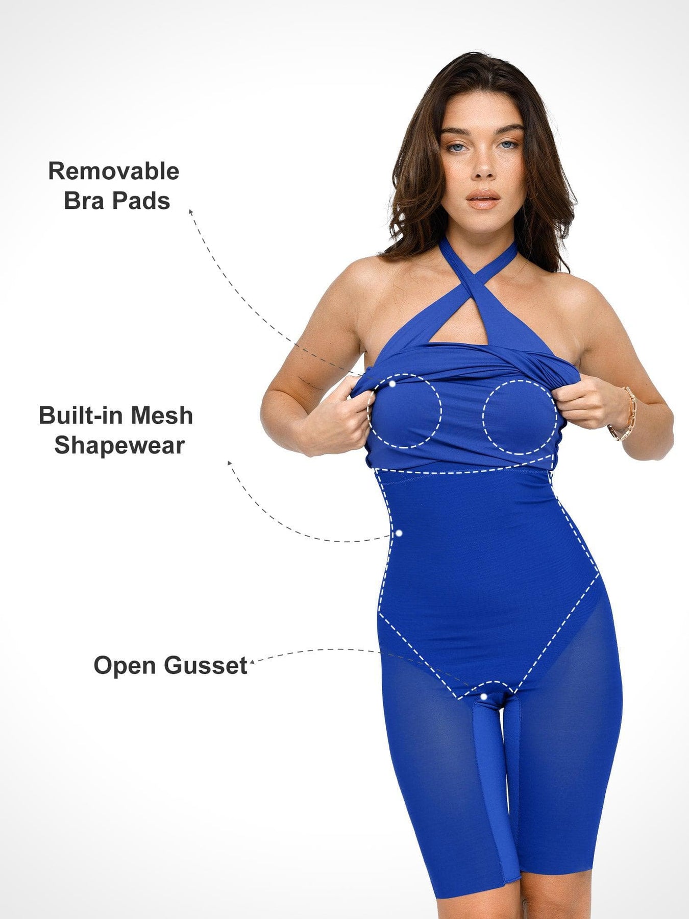 Backless Halter Shapewear Midi Dress