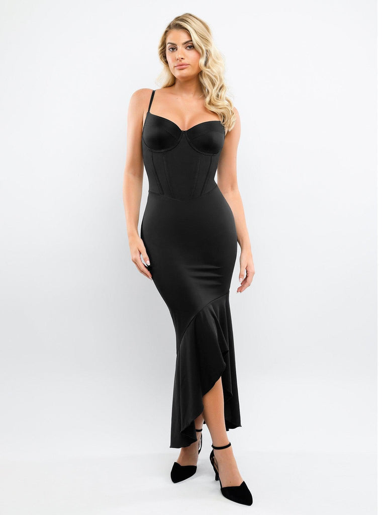 Popilush® Formal Bodycon Party Summer Dress Maxi Dress / Black / XS Built-in Shapewear Corset Style Maxi Dress Or Thong Bodysuit