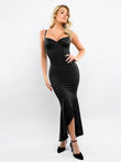 Black maxi dress with built-in shapewear, a flattering Popilush® design.