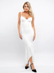 White corset maxi dress by Popilush® with shapewear, for confident style.