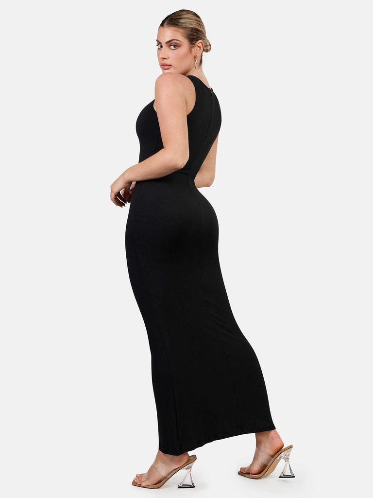 Popilush® Bodycon Summer Dress Built-In Shapewear Crew Neck Sleeveless Maxi Lounge Dress