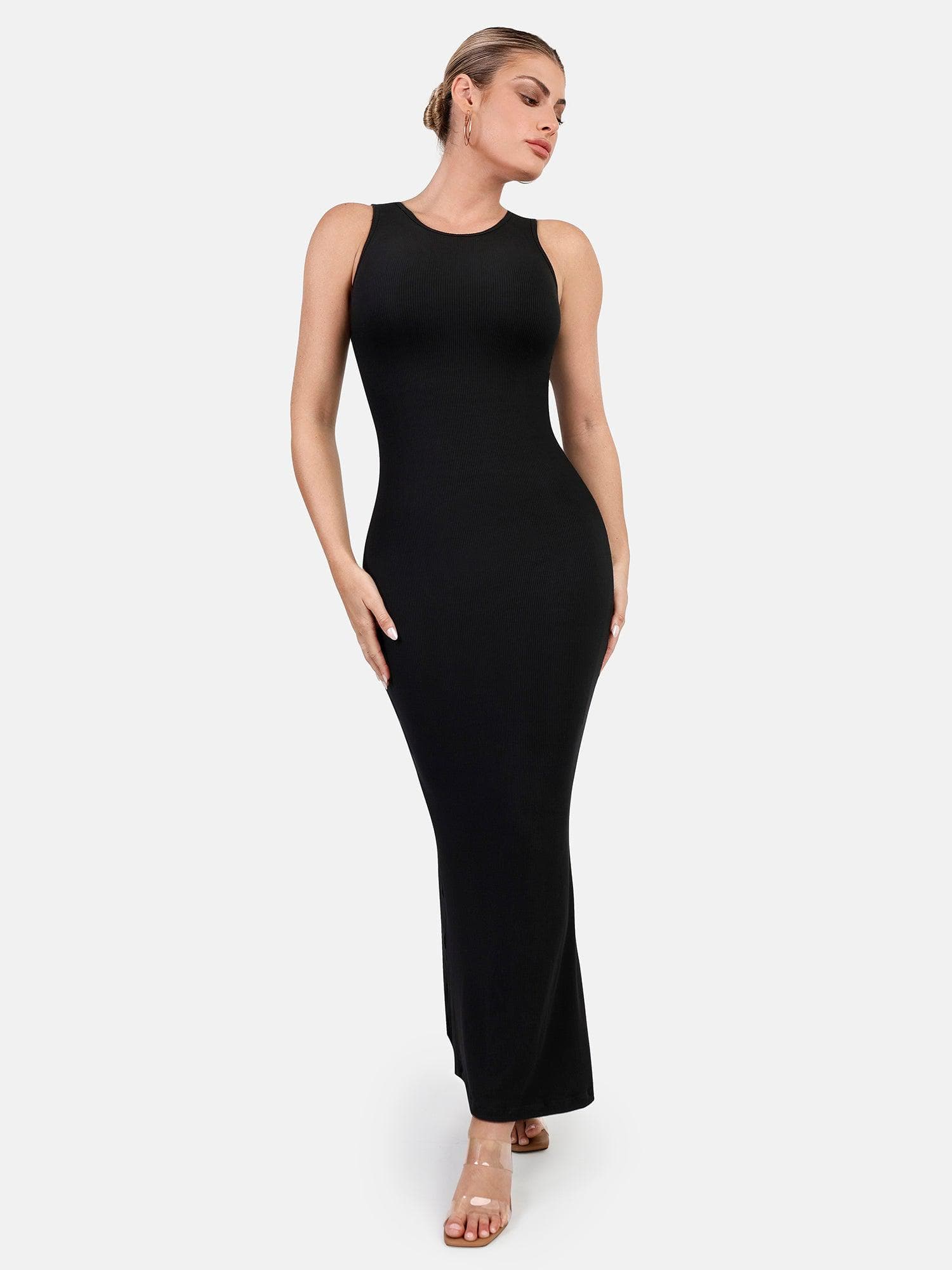 Shapewear Modal Sleeveless Crew Neck Slimming Maxi Dress – Popilush®