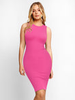 Sleeveless midi dress, highlighting shapewear by Popilush®, for women.