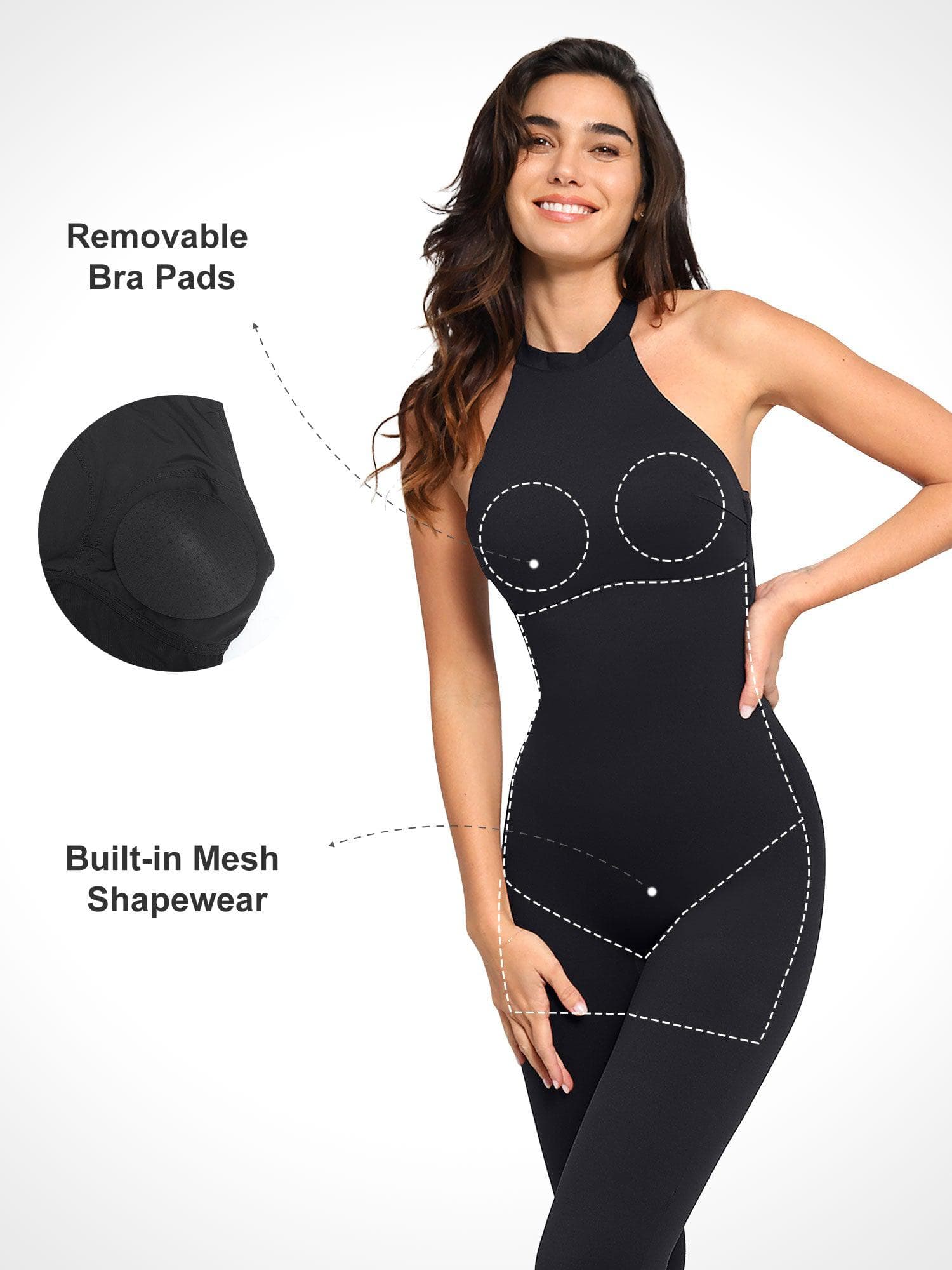 BuiltIn Shapewear Halter Jumpsuit Popilush Popilush®