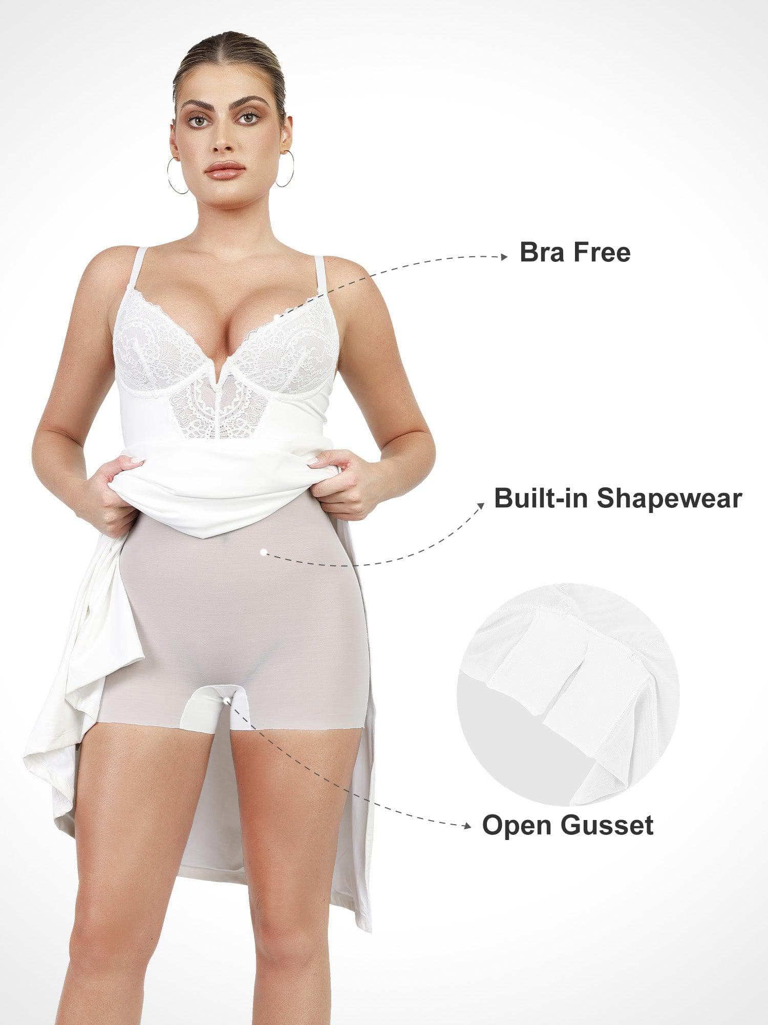 Shapewear Lace Inset Sculpting Mermaid Maxi Slip Dress