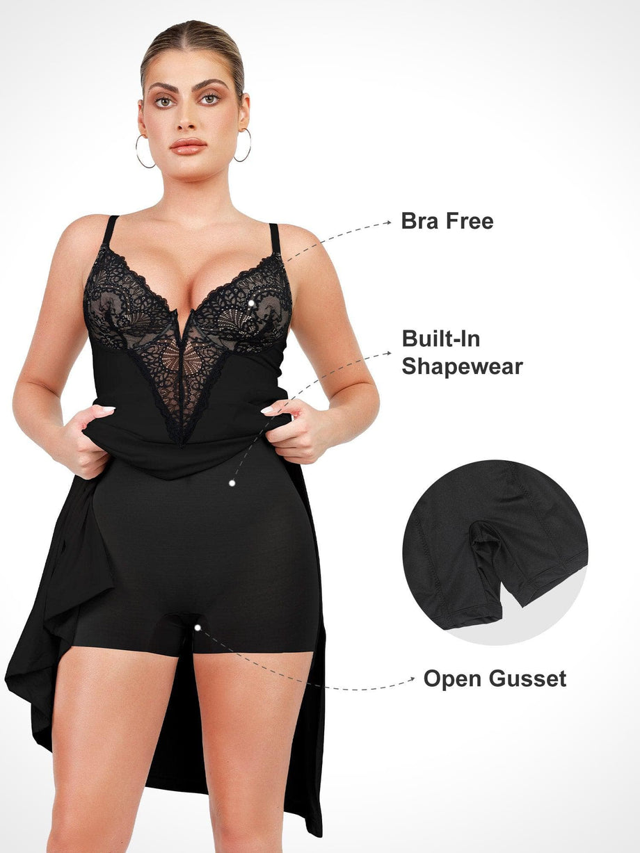 Smooth and Silky Bodysuit Shaper With Built-In Wire Bra and Sexy