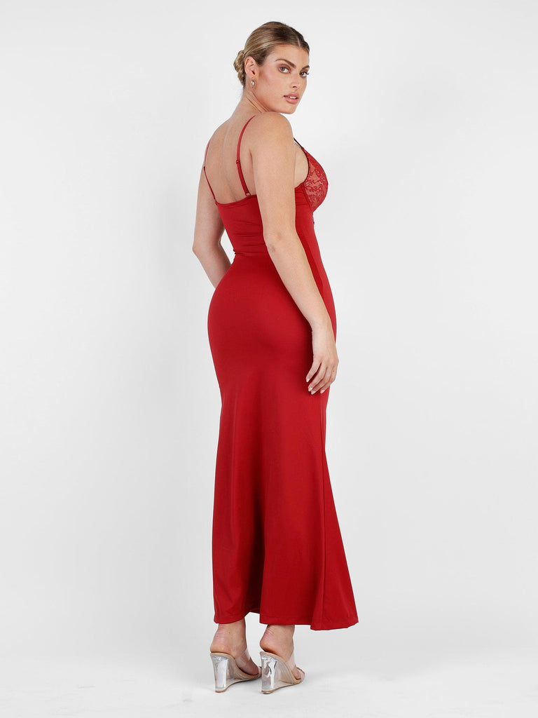Popilush® Party Bodycon Summer Dress Built-In Shapewear Sexy Lace Slip Split Maxi Dress