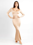 Popilush® Hourglass Maxi Dress: Shapewear with Long Sleeves