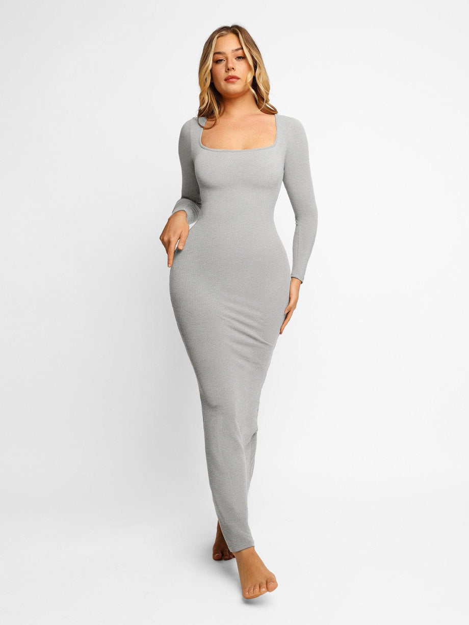 Popilush 8 in 1 Shaper Dress with Built-in Body Shaper | Long Sleeve  Bodycon Dress for Women