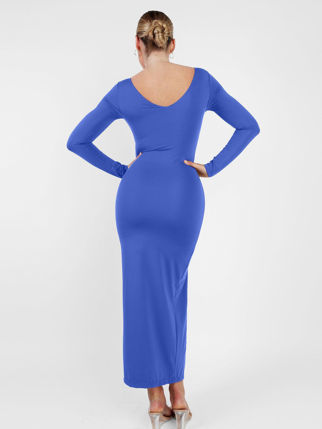 formal dresses with built in shapewear adviicd Vintage Dress Shaper Dress Bodycon Maxi Mini Bra 8 in 1 Women Lounge Long Short Slip Blue L line skirt with a high slit optimizes waist Built-In Shapewear Dresses | The