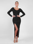 Popilush® Long Sleeve Split Dress. Figure-flattering shapewear dress for a sleek silhouette.
