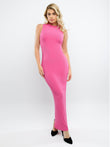 Shapewear dress, Popilush® pink maxi dress with mock neck, stylish and comfortable