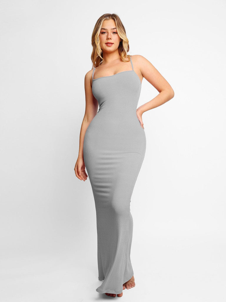 Popilush Bodycon Dress Slip Maxi Dress / Grey / S Built-in Shapewear Modal Sculpting Dresses