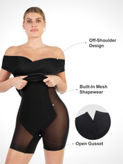 Popilush® Formal Bodycon Party Winter Dress Built-In Shapewear Off Shoulder Dresses