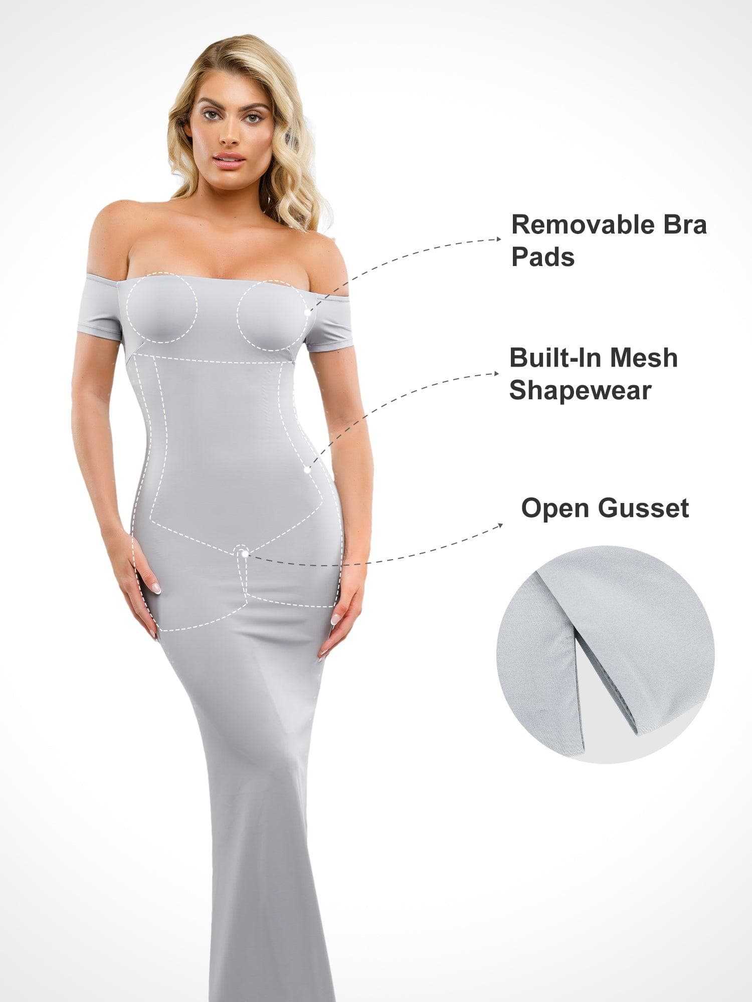 Built-In Shapewear Off Shoulder Dresses