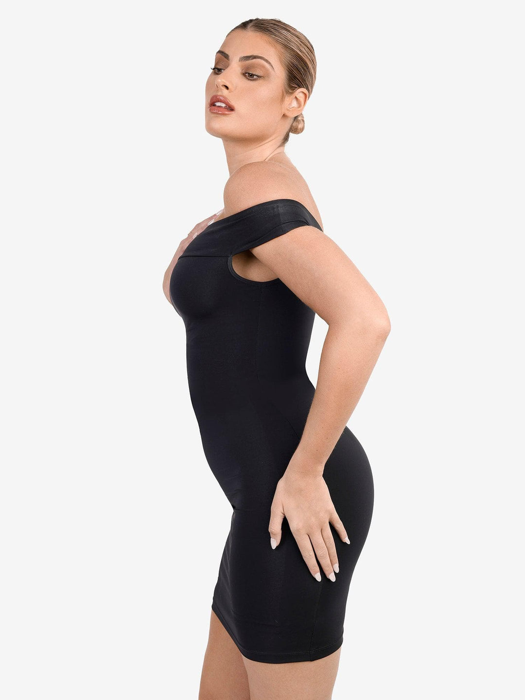 Off-Shoulder Bodycon Mini | Built-In Shapewear, Tummy - Popilush Off-Shoulder Bodycon Mini | Built-In Shapewear, Tummy - Popilush