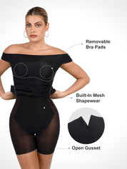 Popilush® Built-In Shapewear OffShoulder Mini Dress