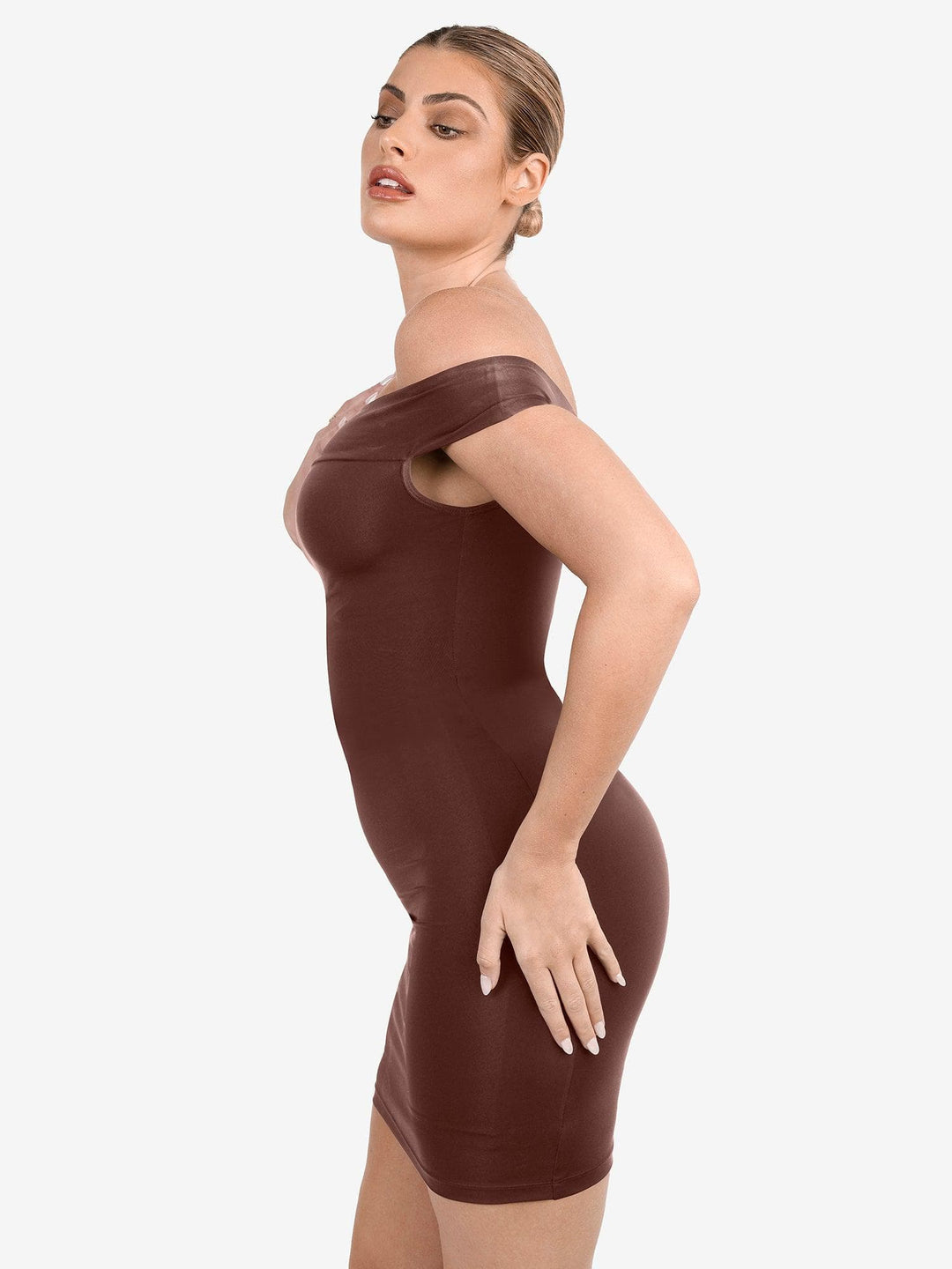 Off-Shoulder Bodycon Mini | Built-In Shapewear, Tummy - Popilush Off-Shoulder Bodycon Mini | Built-In Shapewear, Tummy - Popilush