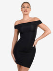 Black off-shoulder mini dress by Popilush®, bodycon style