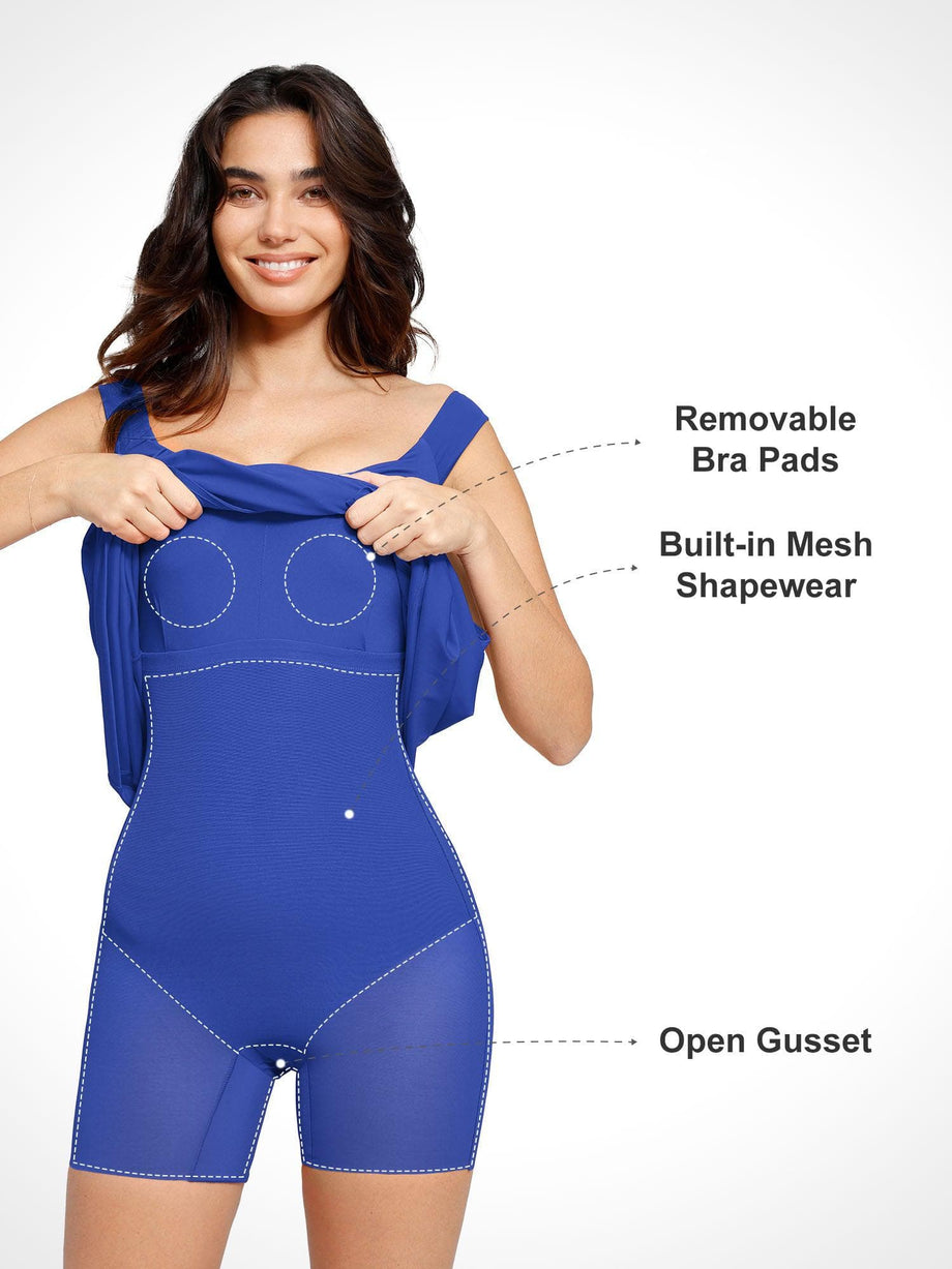 Popilush Maxi Shapewear Dress Built in Bra Bodysuit for Women 8