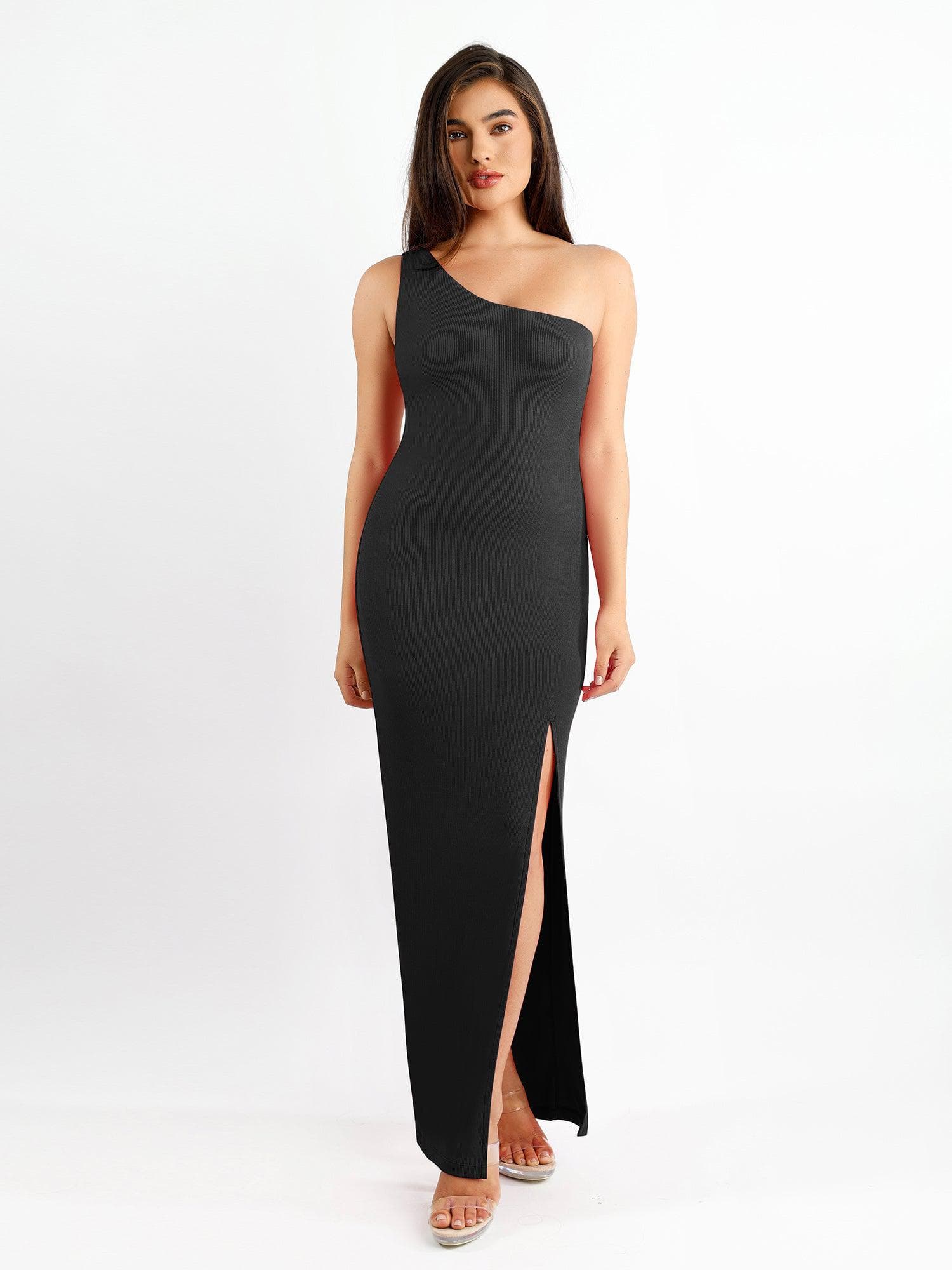 The Shapewear Dress One Shoulder Split Modal Maxi – Popilush®