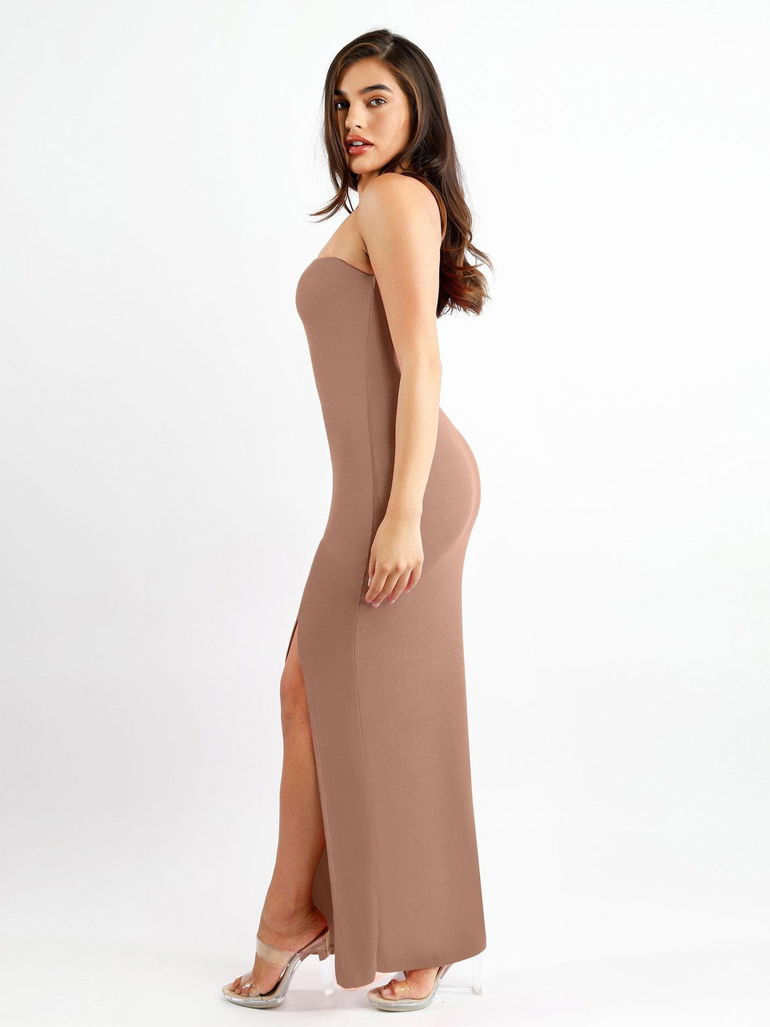 Modal One-Shoulder Shapewear Maxi | Built-In Slimming - Popilush Modal One-Shoulder Shapewear Maxi | Built-In Slimming - Popilush