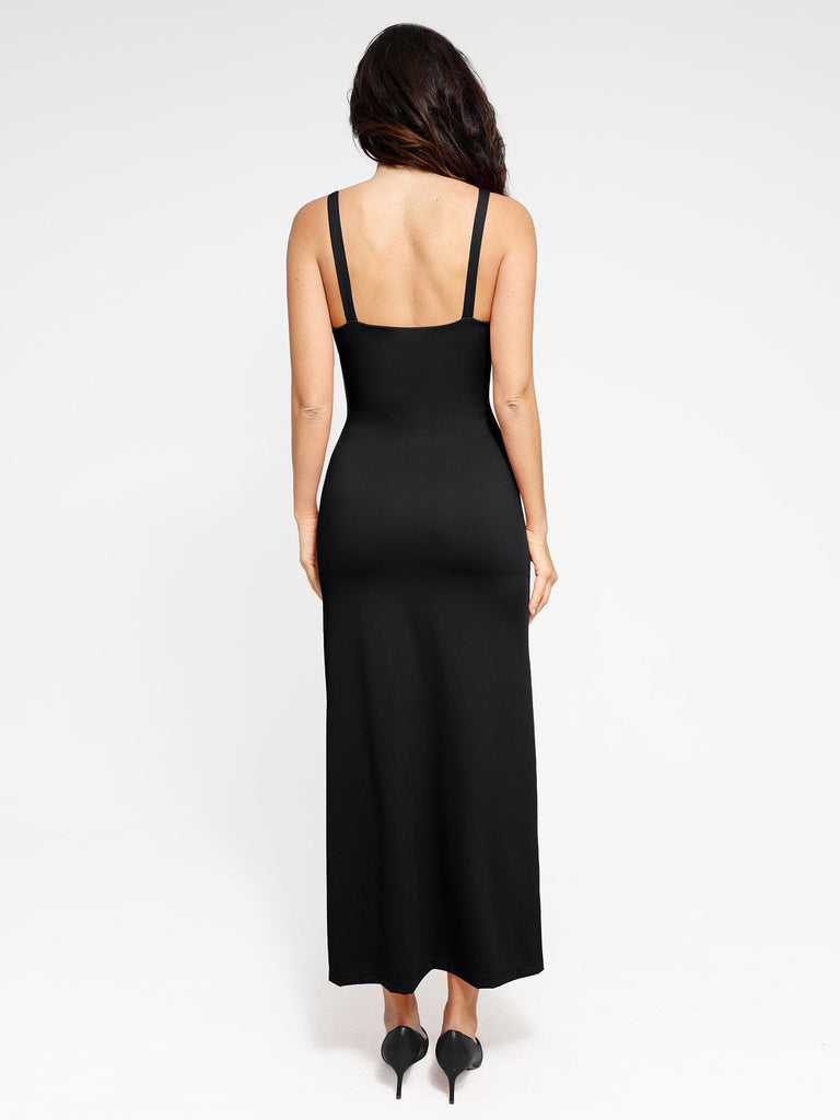 Popilush® Built-in Shapewear Ruched Slit Maxi Dress