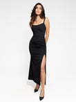 Maxi dress with side slit for slimming effect, Popilush®, comfortable for all-day wear.