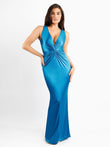 Popilush®: Aqua maxi dress, shapewear for a sleek look.