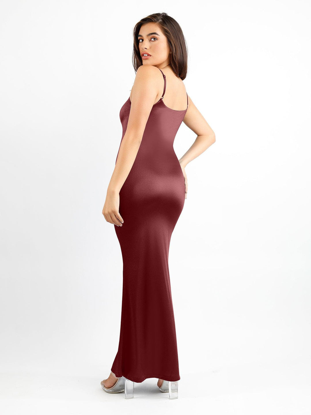 maxi dress built in shapewear Contrast Trim Shapewear Maxi Dress | Built-In Shaping