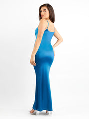 Popilush® Formal Bodycon Party Summer Dress Built-In Shapewear Slip Shine Maxi Dress