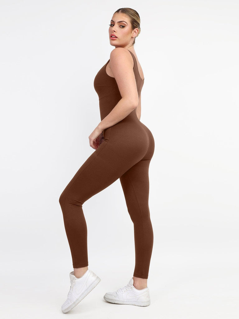 Popilush® Yoga Activewear Sports Jumpsuit One Piece Tank Top Thigh Slimming Workout Jumpsuit
