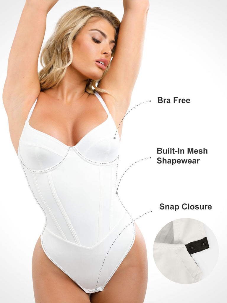 Popilush® Sexy Shaping Daily Outfits Built-In Shapewear Thong Bodysuits Or Split Midi Skirt