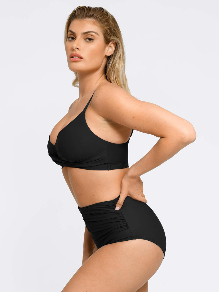 Popilush® V-Neck One-Piece Shapewear Swimsuit  Or Ruched Bikini Set