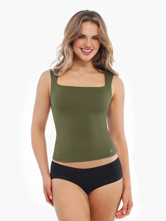 Popilush® Green / S Cloud-Touch Double-Layer Shaping Sleeveless Top