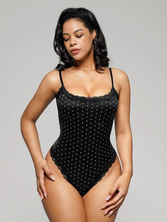 Popilush® Black Polka Dot / XS Cloud-Touch Shaping All-in-One Lace Bodysuit