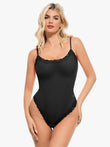 Black Cloud-Touch Shaping All-in-One Lace Bodysuit with delicate lace trim and adjustable straps.