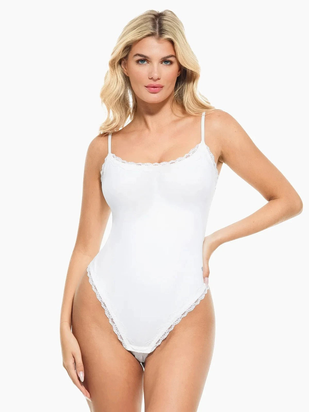 Popilush® White / XS Cloud-Touch Shaping All-in-One Lace Bodysuit
