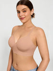 Seamless wireless comfort smoothing bra in nude with built-in cups.