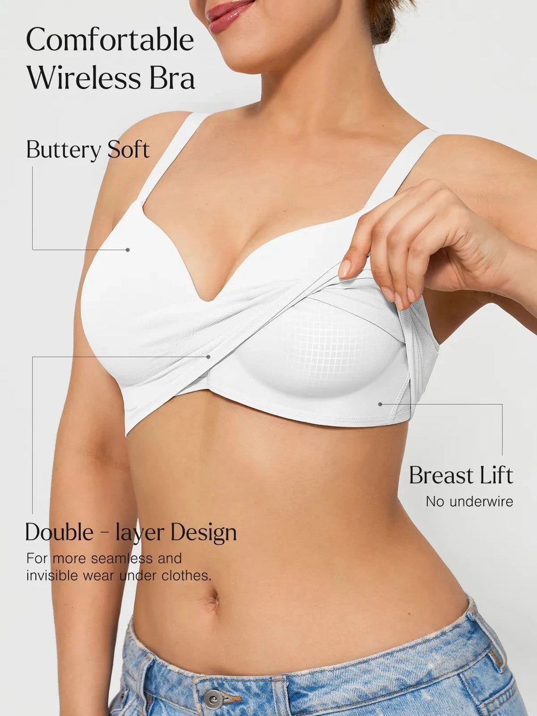 Popilush® Supportive No Underwire Bra ContourLift™ Seamless Wireless Shaping Push Up Bra