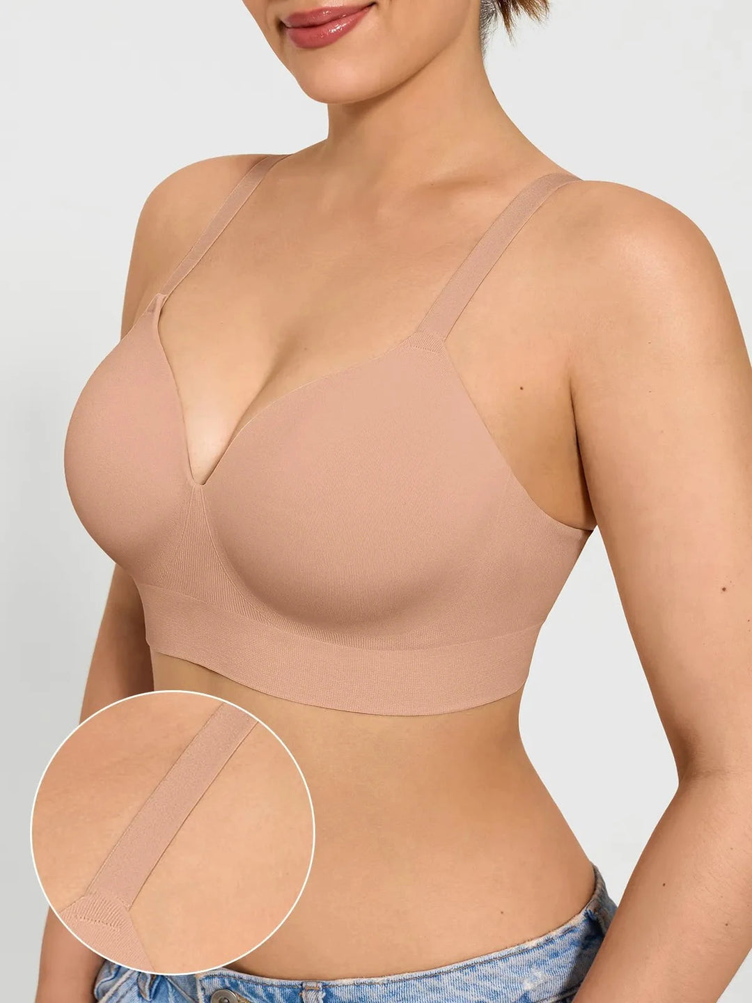 Popilush® Supportive No Underwire Bra ContourLift™ Seamless Wireless Shaping Push Up Bra