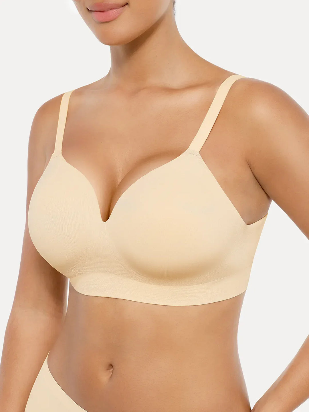 Popilush® Supportive No Underwire Bra Slim-strap Version / Beige / S ContourLift™ Seamless Wireless Shaping Push Up Bra