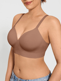 Popilush® Supportive No Underwire Bra Slim-strap Version / Coffee / S ContourLift™ Seamless Wireless Shaping Push Up Bra