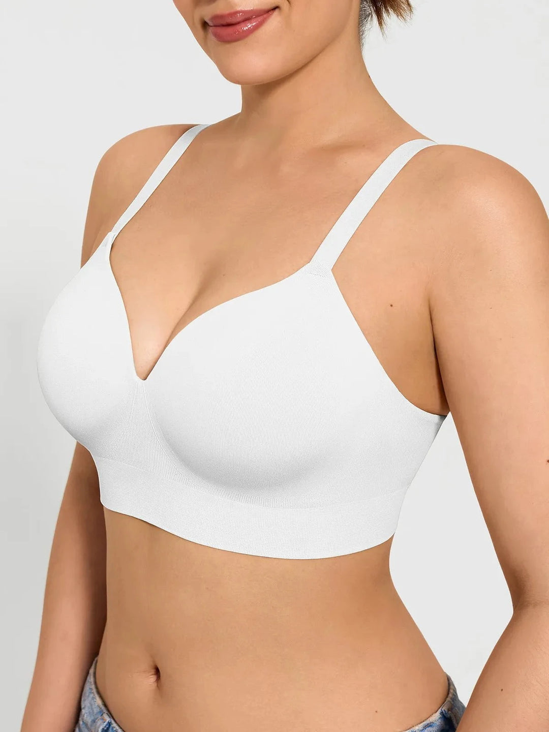 Popilush® Supportive No Underwire Bra Slim-strap Version / White / S ContourLift™ Seamless Wireless Shaping Push Up Bra