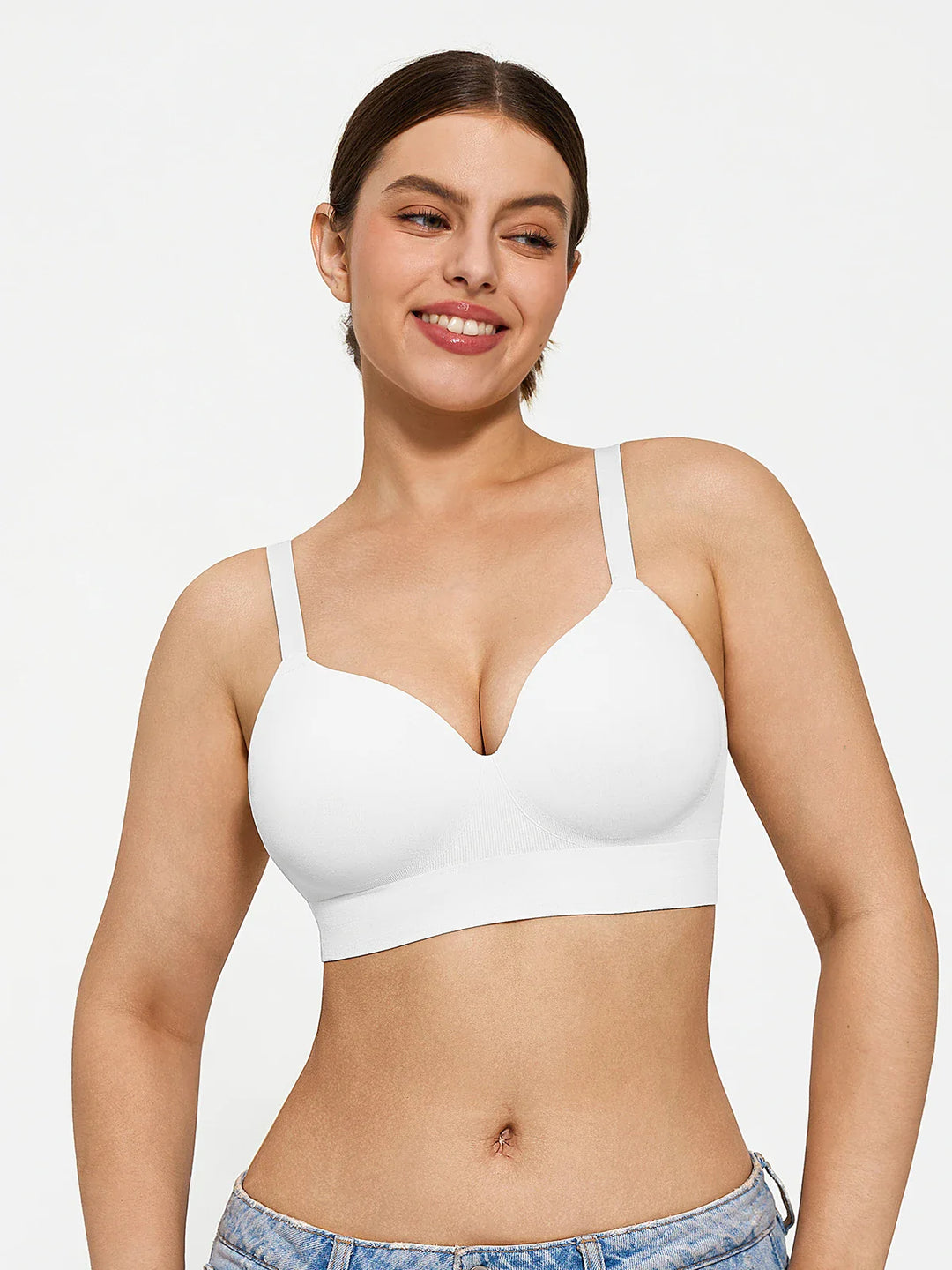 Popilush® Supportive No Underwire Bra Slim-strap Version / White / S ContourLift™ Seamless Wireless Shaping Push Up Bra